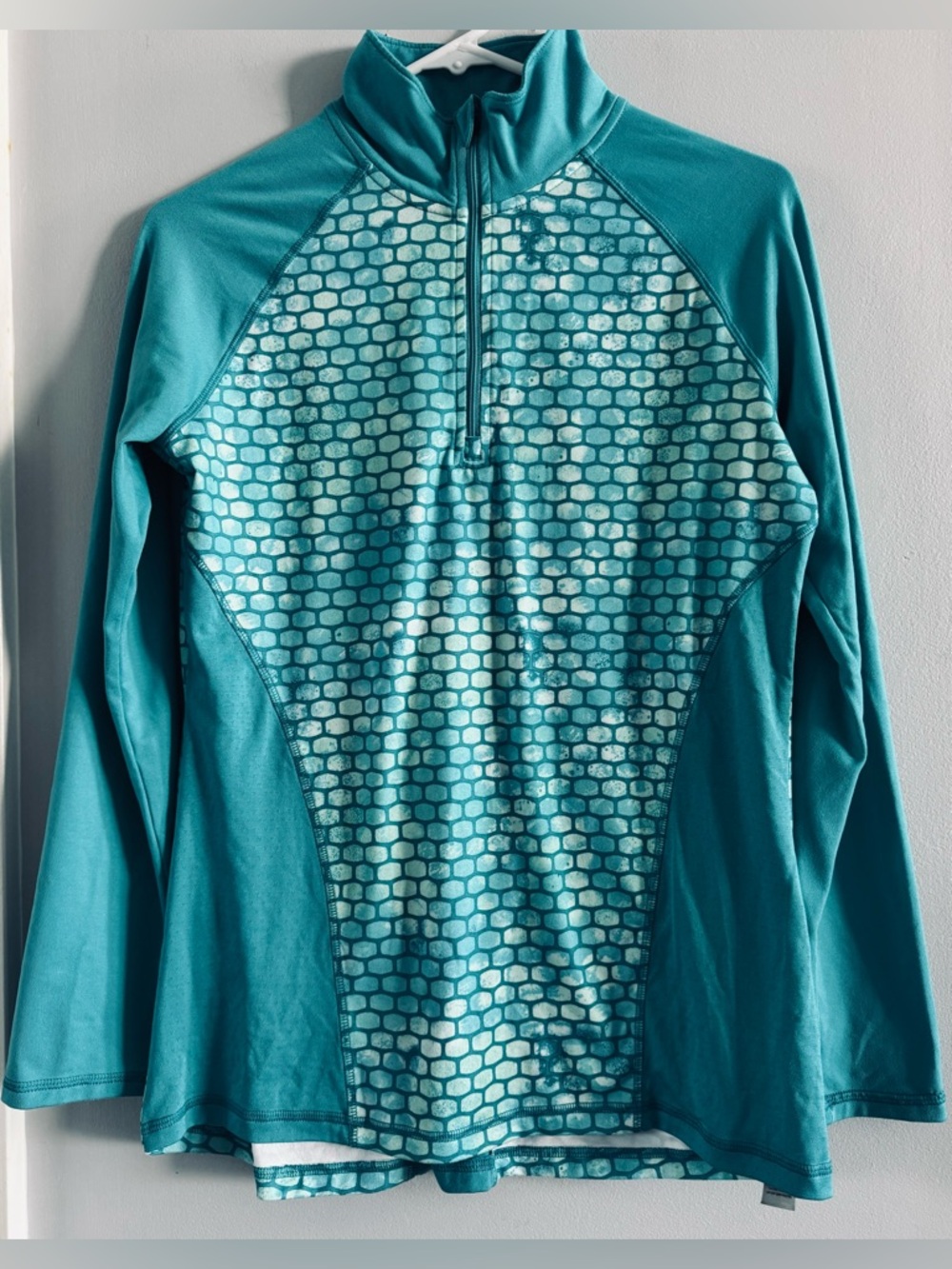 Champion Duo Dry 1/2 Zip Pullover Small Teal Athletic Long Sleeve Top